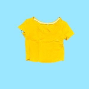 Yellow Crop V-neck Tee